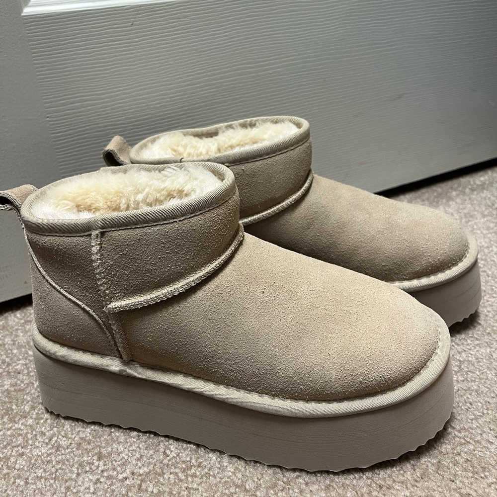Amazon Tan Ankle Boots with Cream Lining